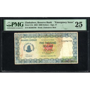 Zimbabwe. Reserve Bank 5000 Dollars 2003