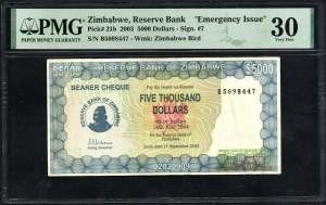 Zimbabwe. Rezervní banka 5000 dolarů 2003