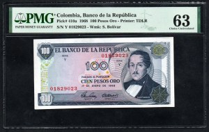 Kolumbia. Banco de la Republica 100 pesos 1968