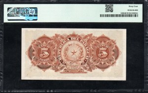 Paraguay. Banco de la Republica 5 Pesos M.N. 1907