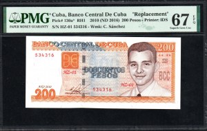 Cuba. Banco Central de Cuba 200 Pesos 2010 Remplacement