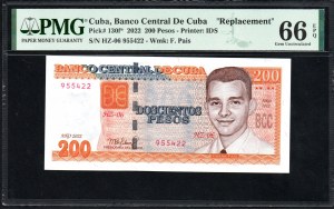 Kuba. Banco Central de Cuba 200 pesos 2022 Náhrada