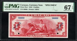 Curacao. Měnová bankovka 1 guldenu 1942 Vzorek