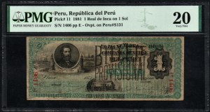 Peru. Republika Peru 1 Real de Inca w dniu 1 Sol 1881 r.