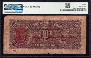 El Salvador. Banco Nacional 10 Pesos 1908