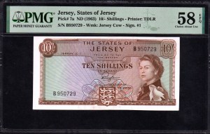 Jersey. Štáty Jersey 10 šilingov (1963)