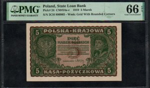 Polen. Staatliche Darlehensbank 5 Marek 1919
