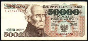 Pologne. Banque nationale 50000 Zlotych 1989