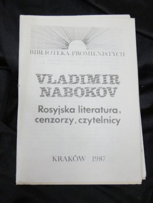 Letteratura russa, censori, lettori / Vladimir Nabokov Cracovia : [Promieniści], 1987 seconda edizione