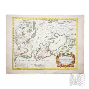 Nicholas Sanson (1600-1667)- 17. století Mapa Tartarie Europeenne ou Petite Tartari ou sont Les Tartares, Du Crim, ou de Perecop; De Nogais, D'Oczacow, et de Budziak 1675 Podrobná mapa Ukrajiny a oblasti severně od Černého moře.