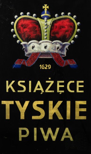 II RP - Grande publicité sur verre de bière Tyskie Książęce