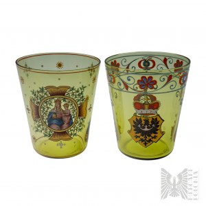19th Century Silesia - Glasses with the Coat of Arms of Silesia and the Virgin Mary