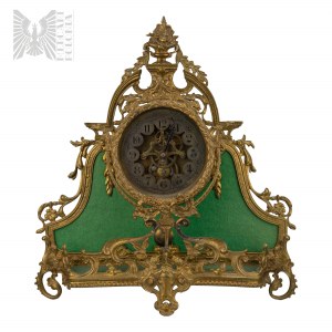 XIX - XX Wiek Francja, Paryż - Ażurowy Zegar Kominkowy