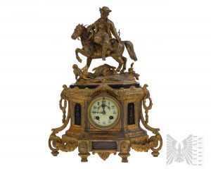 XIX - XX Wiek Francja Figuralny Zegar Kominkowy -Brunfaut