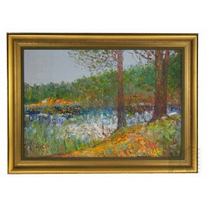 Irena Krzywinska (1922-2017) Paesaggio acquatico estivo 1976