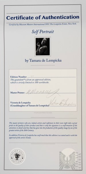 Tamara Łempicka (1898-1980), Autoportret w Niebieskim Bugatti (2014)