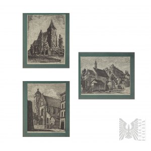 Churches of Cracow, set of 3 woodcuts, 1942 Staatliche Kunstgewerbeschule Krakau