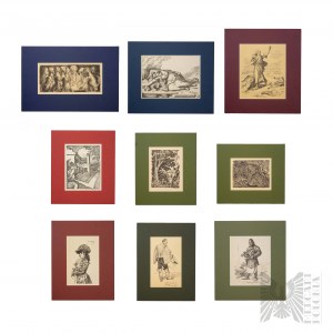 Henryk Rodakowski (1823-1894) e altri - Serie di 9 xilografie