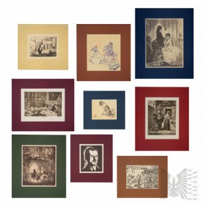 Franciszek Kostrzewski (1826-1911) i inni - Zestaw 9 grafik