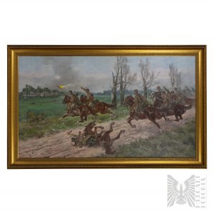 Edward Mesjasz (1929-2007) Carica di Moraniec 1939 - dipinto sul campo di battaglia del 27° reggimento Uhlan