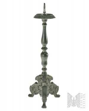 19th Century - Large Tin Candlestick Mother of God.