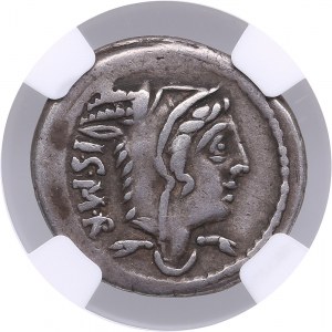 Římská republika (Řím) AR Brockage Denarius 105 př. n. l. - L. Thorius Balbus - NGC VF