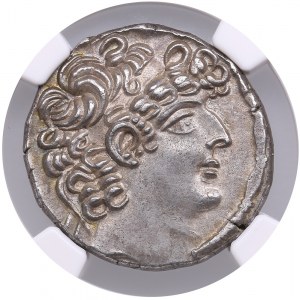 Römisches Syrien (Antiochia) AR Tetradrachme, 46/45 v. Chr. - Q. Caecilius Bassus, Prokonsul (46-44 v. Chr.) - NGC Ch AU