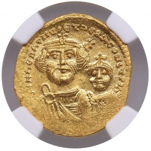 Byzantine Empire (Constantinople) AV Solidus - Heraclius (AD 610-641), with Heraclius Constantine - NGC MS