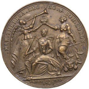 Austria (Habsburg) Æ satire medal 1743 on the Bohemian coronation in Prague - Maria Theresia (1740-1780)
