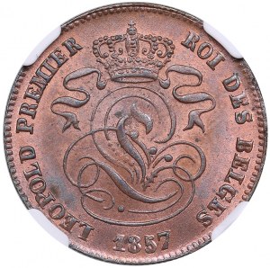 Belgium (Kingdom) 2 Centimes 1857 - Leopold I (1831-1865) - NGC MS 65 RB