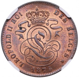 Belgium (Kingdom) 2 Centimes 1875 - Leopold II (1865-1909) - NGC MS 65 RB