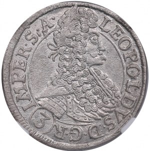 Czechy (Praga) 3 Kreuzer 1696 GE - Leopold I (1657 - 1705) - NGC MS 62