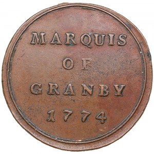 Brytyjski miedziany medal (żeton sentymentalny) z 1774 r. upamiętniający markiza Granby (1720-1770)