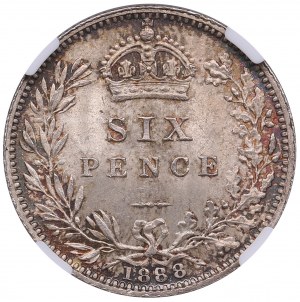 Royaume-Uni 6 Pence 1888 - Victoria (1837-1901) - NGC MS 64