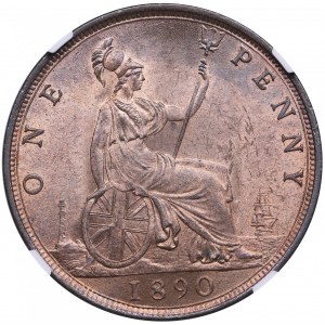 United Kingdom One Penny 1890 - Victoria (1837-1901) - NGC MS 63 RB