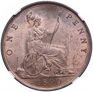 Regno Unito Un Penny 1890 - Vittoria (1837-1901) - NGC MS 63 RB