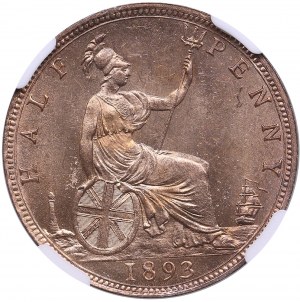 United Kingdom 1/2 Penny 1893 - Victoria (1837-1901) - NGC MS 65 RB