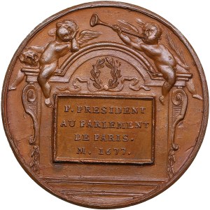 France Bronze Medal (1723-1724) - Famous Men of the Age of Louis XIV - Guillaume de Lamoignon (1617-1677)