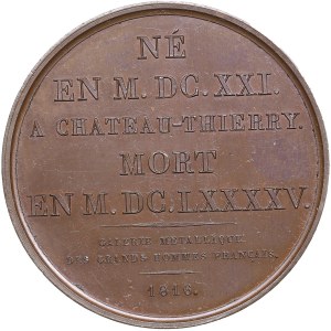 France Médaille de bronze 1816 - Jean de la Fontaine (1621-1695)