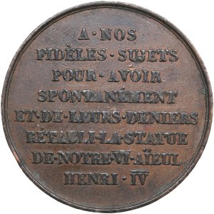 France Bronze Medal ND (1817) - Henry IV Statue Restoration - Louis XVIII (1814-1815, 1815-1824)