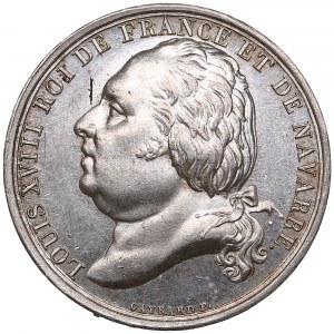 France Silver Medal ND - Society of Sciences, Arts, and Fine Letters of Mâcon - Louis XVIII (1814, 1815-1824)