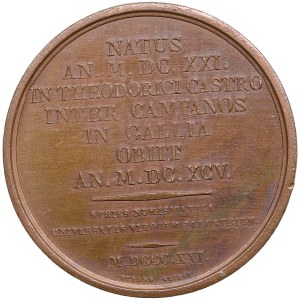 France Médaille de bronze 1821 - Jean de la Fontaine (1621-1695)