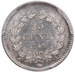 France 25 Centimes 1847 A - Louis-Philippe I (1830-1848) - PCGS MS64