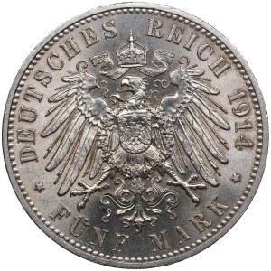 Německo (Sasko) 5 marek 1914 E - Fridrich August III (1904-1918)