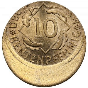 Germany (Weimar Republic) 10 Rentenpfennig 1924 - Mint error - Struck off center 30%