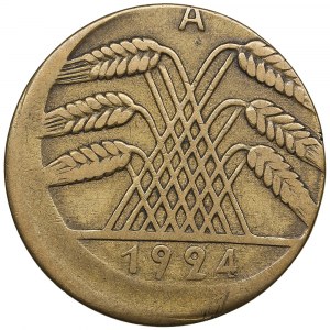 Germany (Weimar Republic) 10 Rentenpfennig 1924 A - Mint error - Struck off center 10%