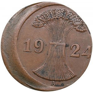 Germany (Weimar Republic) 2 Rentenpfennig 1936 A - Mint error - Struck off center 15%