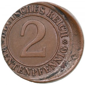 Germany (Weimar Republic) 2 Rentenpfennig 1936 A - Mint error - Struck off center 15%