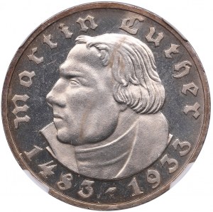 Germania (Terzo Reich) 5 Reichsmark 1933 A - Martin Lutero - NGC PF 64 CAMEO