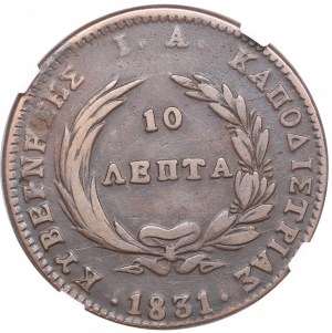 Grecia (Repubblica) 10 Lepta 1831 - Governatore I. Kapodistrias (1828-1831) - NGC VF 30 BN